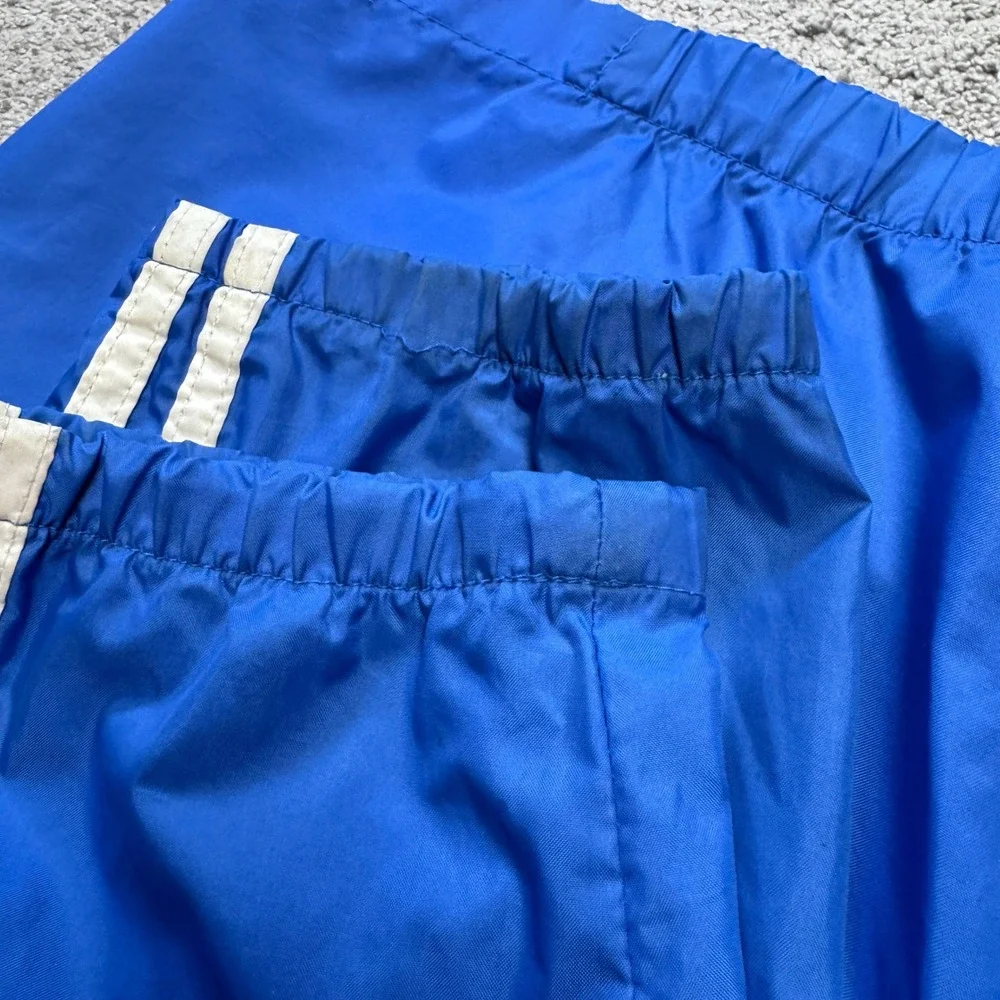 Vintage Adidas Men's Medium Full Zip Hooded Windbreaker Hidden Hood Jacket Blue